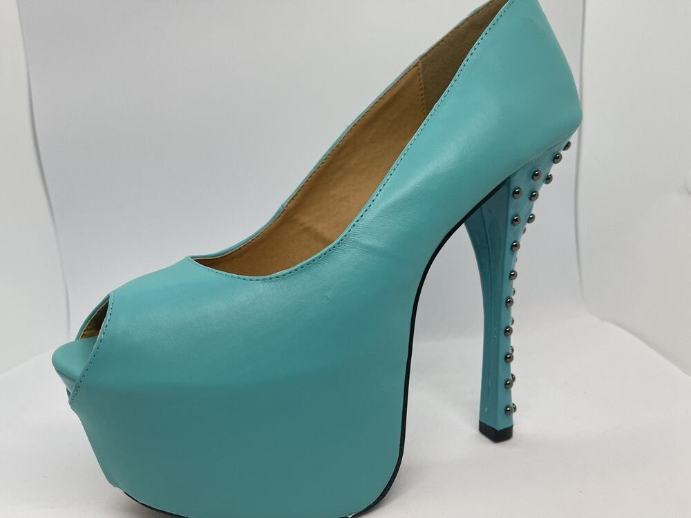 Charlotte russe jean-14 high heel pump mint -312 open toe - size 9